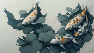 malba inkoustem: Koi kapr fish_04 od Josef Johann Michel
