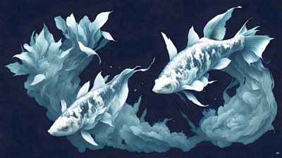 ink_painting_Koi-Karpfish_white marble_04 od Josef Johann Michel