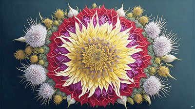 mandala: Bodlák s prvky květu_01 od Josef Johann Michel