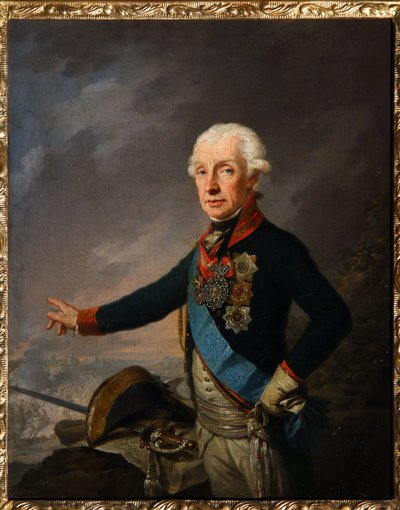 Portrait du marechal generalissime Prince Alexandre Souvorov (1729-1800). (Portrait of the Field Marshal Generalissimo Prince A. Suvorov). Peinture de Josef Kreuzinger (1757-1829), huile sur toile   1408480   cs       czech Successfully Translated  Origina od Josef Kreuzinger