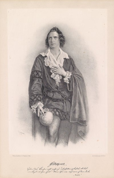 Joseph Wagner jako Hamlet od Josef Kriehuber