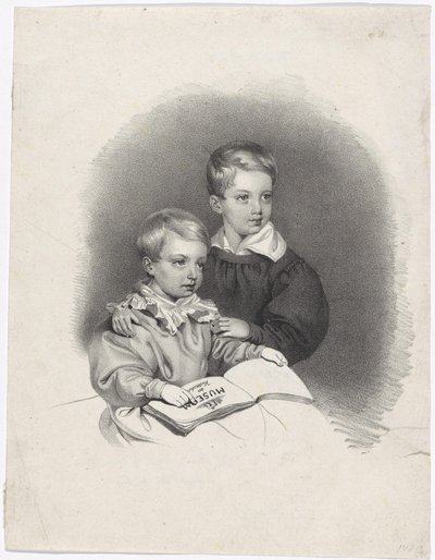 Korunní princ František Josef a arcivévoda Ferdinand Maximilian Josef jako děti od Josef Kriehuber