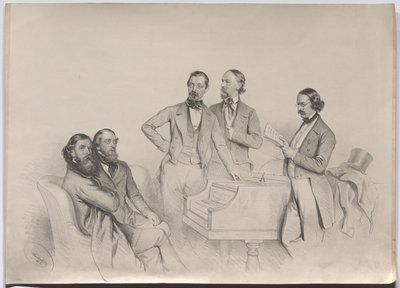 Rakouští skladatelé; Heinrich Proch, Franz von Suppé, Karl Binder, Anton Emil Titl, Anton Maria Storch od Josef Kriehuber