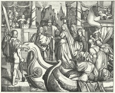Císař Svaté říše římské Fridrich II. vítá svou nevěstu Isabelu Anglickou od Josef Mathias (after) Trenkwald