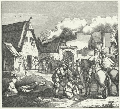 Císařská vojska rabující a drancující po bitvě u Nordlingenu, 1634 od Josef Mathias Trenkwald