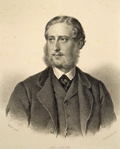 Portrét Ferdinanda Bonaventury, knížete Kinského (1834-1904). Rytina Josefa Kriehubera od Josef Nikolaus Kriehuber