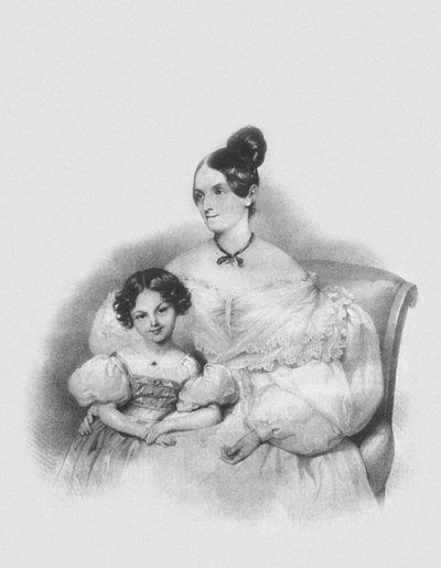 Portrét Olgy Narychkiny Potocki s jejich dcerou Sophie 1802-1861, 1835 od Josef Nikolaus Kriehuber