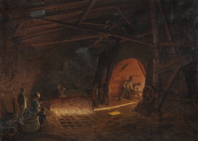 Acierie - železárna, od Wallandera, Josef Wilhelm (1821-1888). Olej na plátně od Josef Wilhelm Wallander