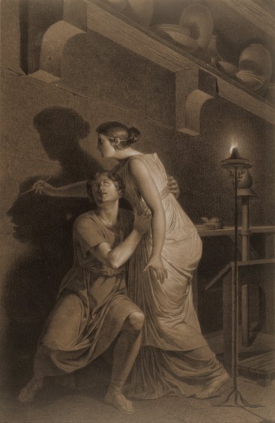 Vynález kresby (recto); Náčrt kostí dolních končetin lidské kostry (naopak) od Joseph Benoît Suvée