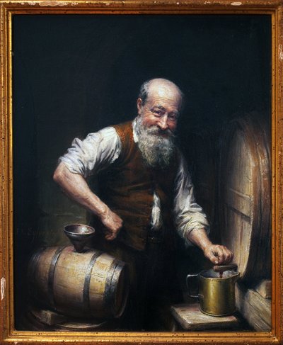 Vinař ve svém sklepě. Obraz Joseph Noel Sylvestre (1847-1926), olej na plátně, konec 19.-20. století. francouzské umění. Musee des Beaux Arts de Beziers, Hotel Fayet. od Joseph Noel Sylvestre