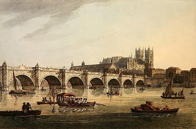 Pohled na Westminster Bridge, Abbey and Hall, vyrytý J.C. Stadlerem od Joseph (after) Farington