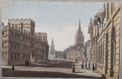 Pohled na High Street v Oxfordu, vyryl J. C. Stadler (fl.1780-1812), vydáno 1793 (rytina) od Joseph (after) Farington