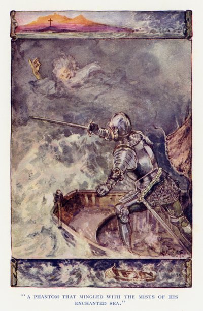 Ilustrace k filmu Sir Knight of the Splendid Way (barevná litografie) od Joseph (after) Finnemore