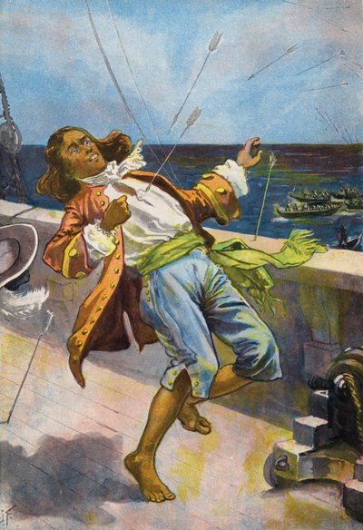 Robinson Crusoe: Páteční smrt (barevné lito) od Joseph (after) Finnemore