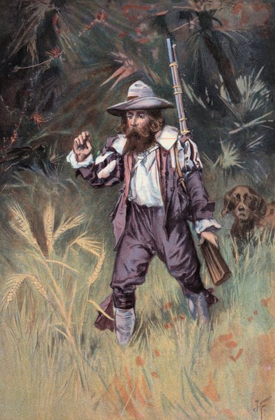 Robinson Crusoe: Zjistil jsem, že roste ječmen (color litho) od Joseph (after) Finnemore
