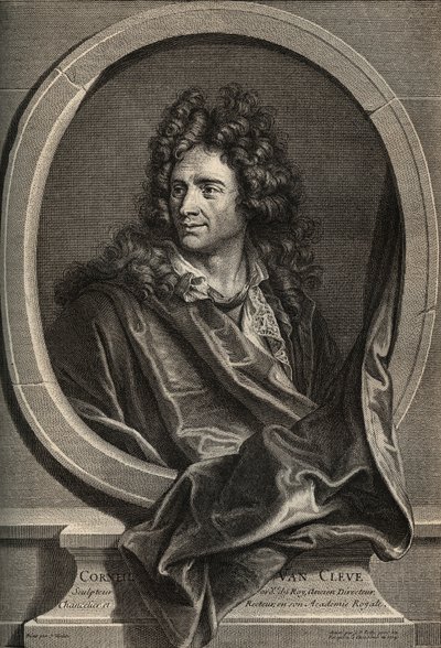 Portrét francouzského sochaře Corneille Van Cleve (1645-1732), rytina Poillyho podle obrazu Josepha Viviena od Joseph (after) Vivien