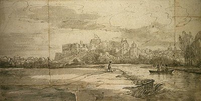 Hrad Windsor (pero a inkoust s mytím na papíře) od Joseph (attr. to) Farington