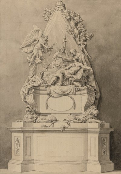 Pomník generálmajora Wolfa, severní část Westminsterského opatství (tuš a wash na papíře) od Joseph (attr. to) Wilton