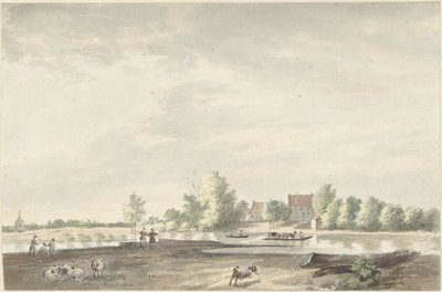 Přívozní dům na Lek poblíž Schoonhoven od Joseph Adolf Schmetterling