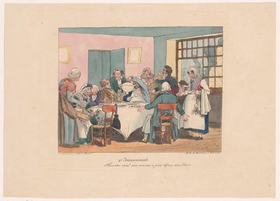 Gezelschap aan tafel aan het vasten Děláš si legraci? Od předvčerejška držíme půst (název na předmětu) Ongemakken (název série) Nevýhoda (název série na objektu) od Joseph Ambroise Jobard