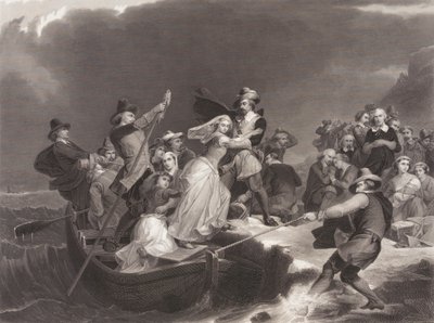 The Pilgrims Landing u Plymouth Rock v roce 1620 od Joseph Andrews