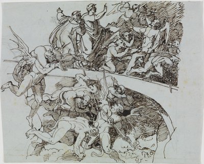 U smolného jezera úplatkářů, radní z Luccy (Dantovo Peklo, Zpěv 21, V 34) od Joseph Anton Koch