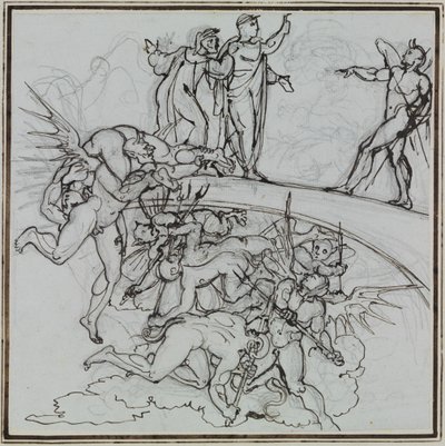 U smolného jezera úplatkářů, radní z Luccy (Dantovo Peklo, Zpěv 21, V 34) od Joseph Anton Koch