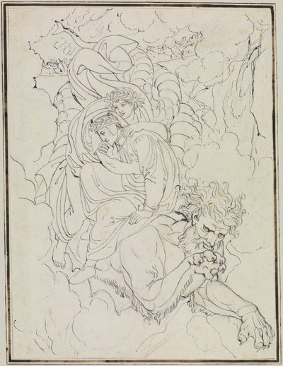 Dante a Vergilius na hřbetě Geryona (Dante, Inferno, zpěv 17, verš 94) od Joseph Anton Koch