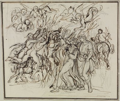 Dante a Vergilius v lese sebevrahů (Dante, Peklo, 13. zpěv, verš 31) od Joseph Anton Koch