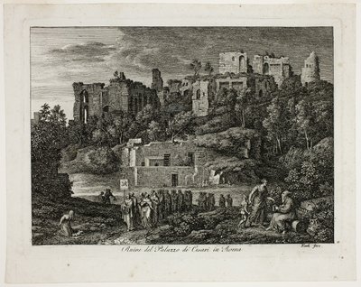 Ruiny paláce Caesarů v Římě, deska osm z Die Römische Ansichten od Joseph Anton Koch