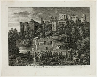 Ruiny paláce Caesarů v Římě, deska osm z Die Römische Ansichten od Joseph Anton Koch