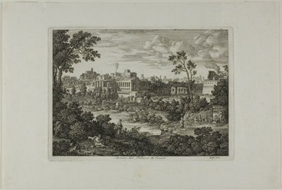 Zřícenina Caesarova paláce, deska 18 z knihy Die Römische Ansichten od Joseph Anton Koch
