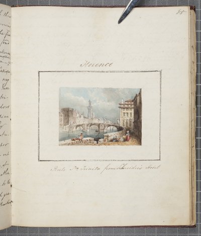 Florencie, vloženo do Thomas Moodys Journal o turné po Švýcarsku a Itálii, 1822 (wc na papíře) od Joseph Axe Sleap