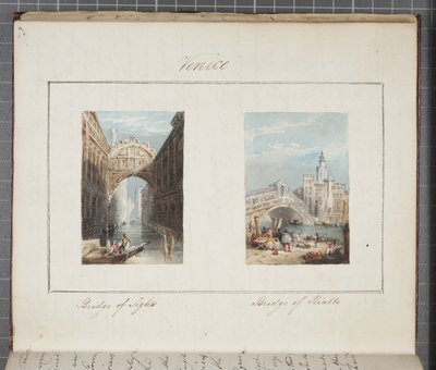 Benátky, vloženo do Thomas Moodys Journal o turné po Švýcarsku a Itálii, 1822 (wc na papíře) od Joseph Axe Sleap