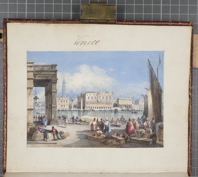 Benátky, vlepeno na titulní stránku Thomas Moodys Journal z turné po Švýcarsku a Itálii, 1822 (wc na papíře) od Joseph Axe Sleap
