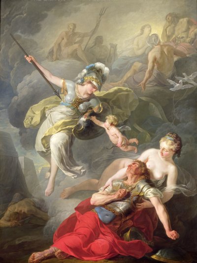 Bitva mezi Minervou a Marsem, 1771 od Joseph Benoît Suvée