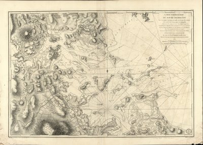Konkrétní mapa přístavu v Bostonu, ukazující sondy, písčiny, skály, amaien a další směry užitečné při navigaci. od Joseph Bernard; Des Barres Chabert