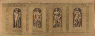 Náčrt kostela Saint-Paul-Saint-Louis: Robert le Pieux. Clovis. Saint Louis. Karla Velikého, mezi lety 1873 a 1875 (olej na plátně) od Joseph Blanc