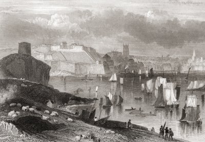Plymouth, Devon, pohled z hory Batten (print) od Joseph Brown