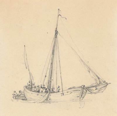 Jeden ketch, luk vpřed; Veslice vzadu od Joseph Cartwright