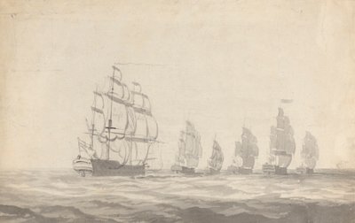 Šest bitevních lodí obracející se v těžkých mořích od Joseph Cartwright