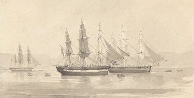 Tři lodě s výstrojí připomínající barque od Joseph Cartwright