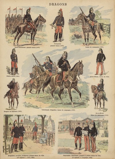 Dragouni francouzské armády (barva litho) od Joseph Charles (after) Beuzon