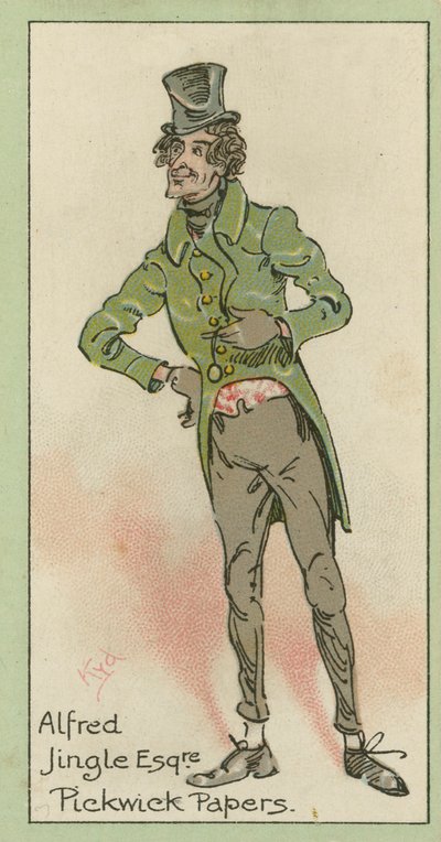 Alfred Jingle, Pickwick Papers (barevná litografie) od Joseph Clayton (1856-1937) (after) Clarke