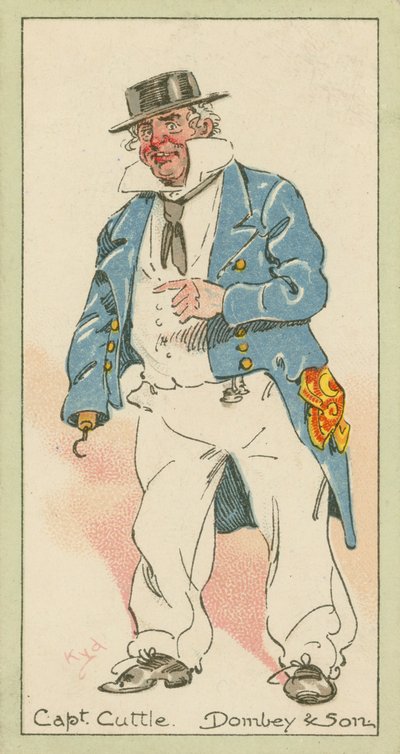 Kapitán Cuttle, Dombey  syn (barevná litografie) od Joseph Clayton (1856-1937) (after) Clarke