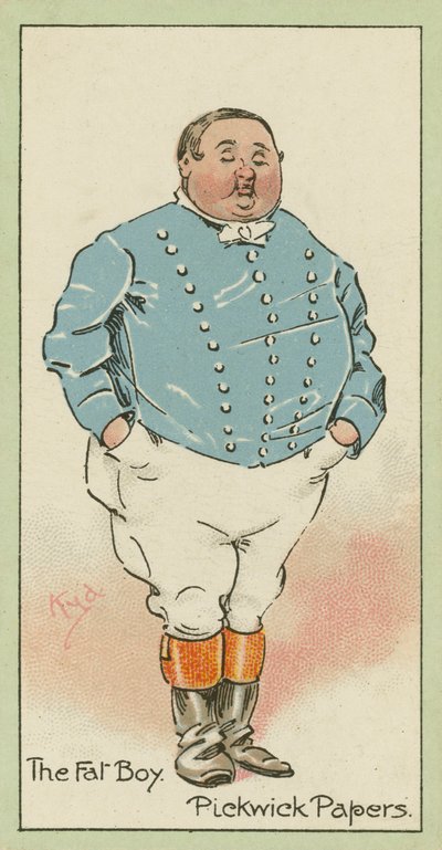 The Fat Boy, Pickwick Papers (barevná litografie) od Joseph Clayton (1856-1937) (after) Clarke