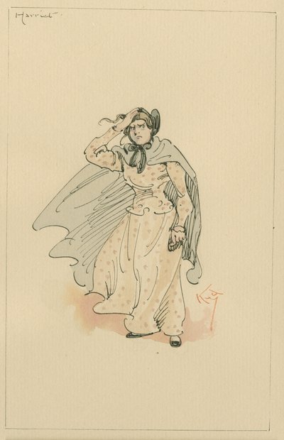 Slečna Harriet Carker, kolem 20. let (pero a inkoust s wc na papíře) od Joseph Clayton Clarke
