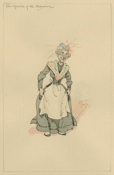 The Hostess of the Mansion, c.1920 (pero a inkoust s wc na papíře) od Joseph Clayton Clarke
