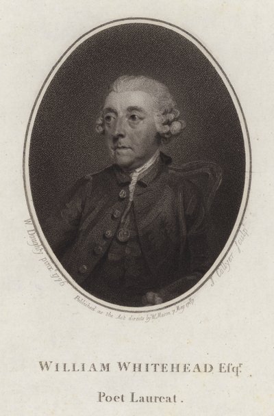 William Whitehead , anglický básník a dramatik (rytina) od Joseph Collyer