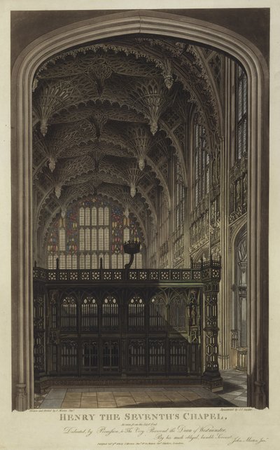 Kaple Jindřicha VII., Westminsterské opatství, Londýn (akvatinta) od Joseph Constantine Stadler